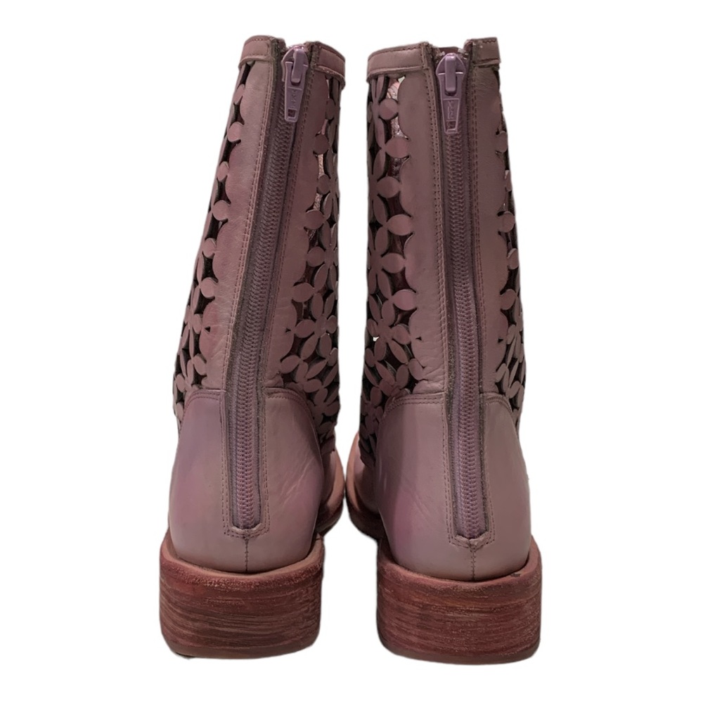 Free People Flower Power Lace-up Festival Ankle Boots Pink Combat Sz 36 US 6 - Picture 9 of 16